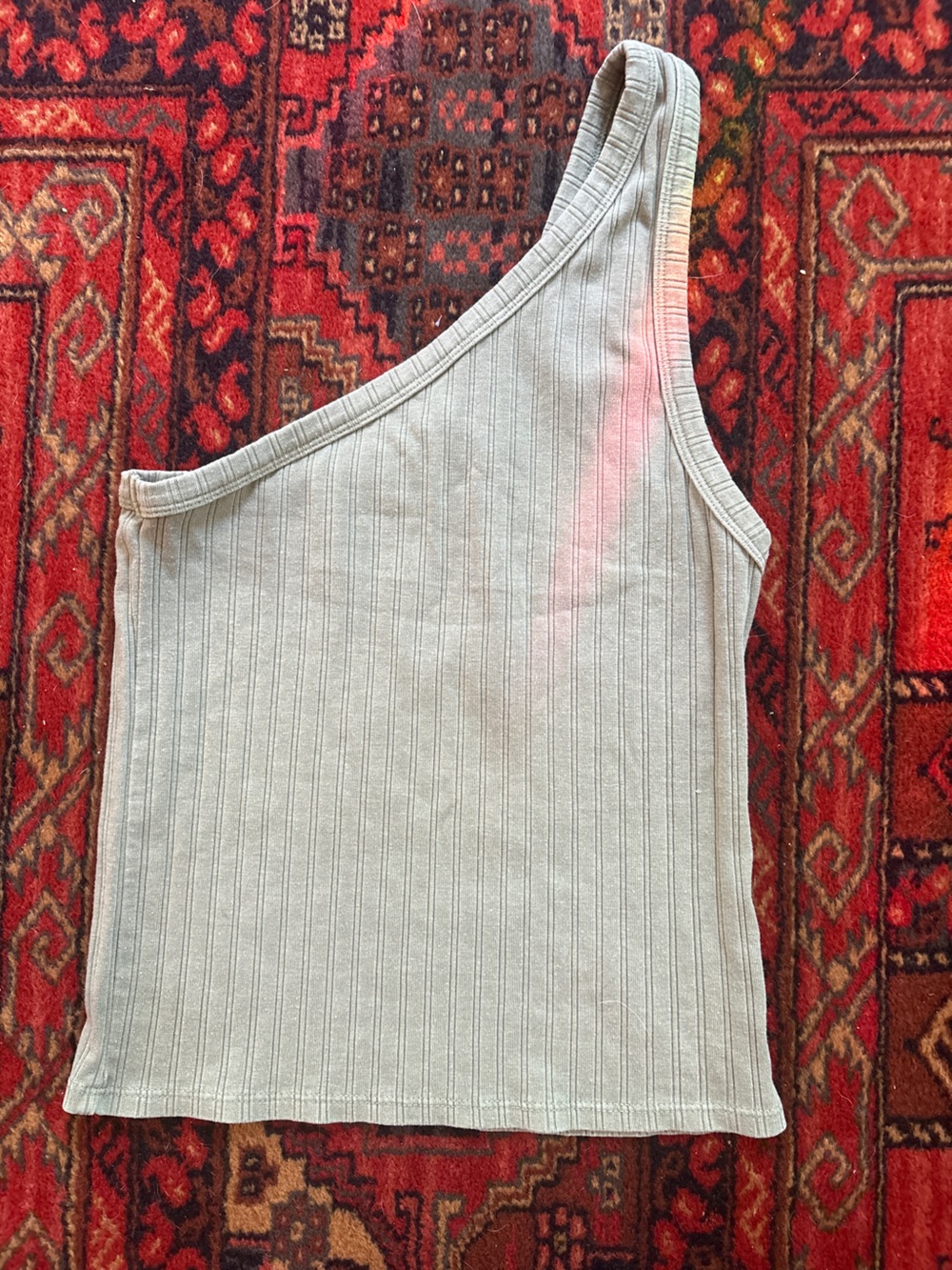 American Eagle Outfitters One-Shoulder Ribbed Tank - soft green - Picture 1 of 4